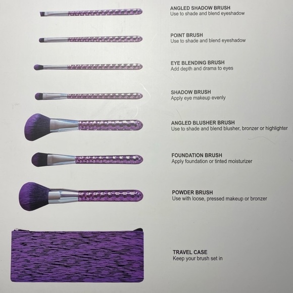 New in Box 8 Piece Makeup Brushes - Picture 2 of 3